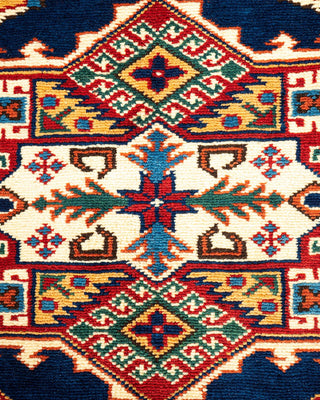 Bohemian Tribal Blue Wool Area Rug 5' 9" x 7' 4" - Solo Rugs