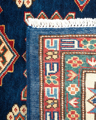 Bohemian Tribal Blue Wool Area Rug 5' 9" x 7' 4" - Solo Rugs
