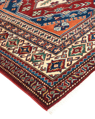 Bohemian Tribal Red Wool Area Rug 5' 6" x 7' 7" - Solo Rugs