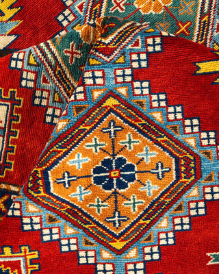 Bohemian Tribal Red Wool Area Rug 6' 0" x 8' 7" - Solo Rugs