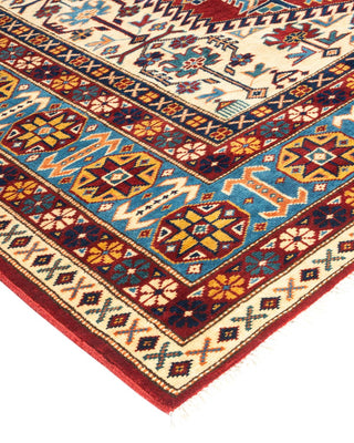 Bohemian Tribal Red Wool Area Rug 6' 0" x 7' 9" - Solo Rugs