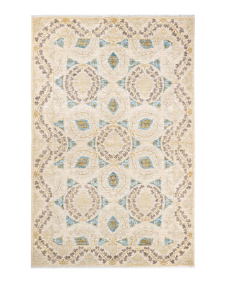 Contemporary Eclectic Ivory Wool Area Rug 5' 0" x 7' 8" - Solo Rugs