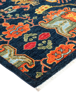 Traditional Serapi Blue Wool Area Rug 5' 1" x 8' 1" - Solo Rugs