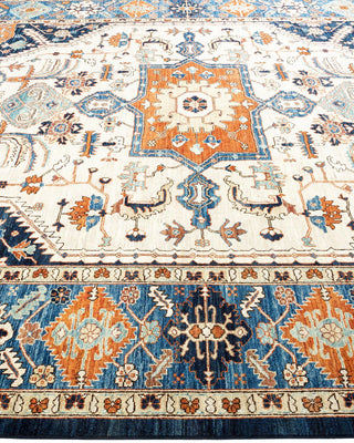 Traditional Serapi Blue Wool Area Rug 9' 3" x 11' 9" - Solo Rugs