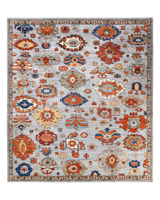 Traditional Serapi Gray Wool Area Rug 8' 6" x 9' 7" - Solo Rugs