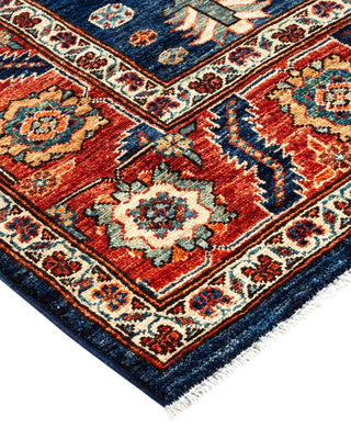 Traditional Serapi Blue Wool Area Rug 5' 11" x 9' 0" - Solo Rugs