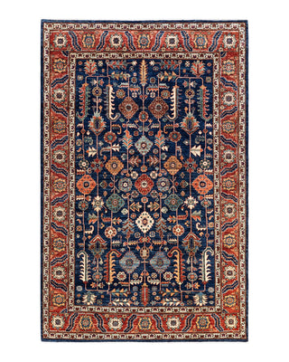 Traditional Serapi Blue Wool Area Rug 5' 11" x 9' 0" - Solo Rugs