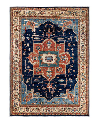 Traditional Serapi Blue Wool Area Rug 9' 11" x 13' 10" - Solo Rugs
