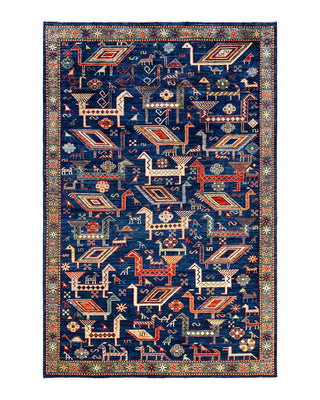 Traditional Serapi Blue Wool Area Rug 5' 8" x 8' 11" - Solo Rugs