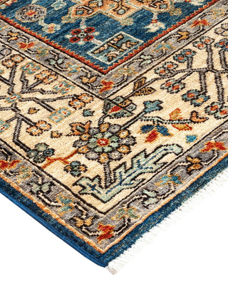 Traditional Serapi Blue Wool Area Rug 6' 0" x 9' 0" - Solo Rugs