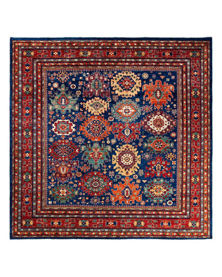 Traditional Serapi Blue Wool Area Rug 9' 8" x 9' 9" - Solo Rugs