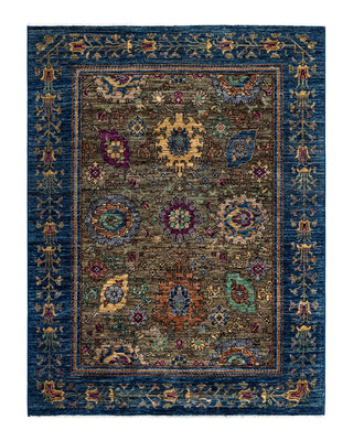 Traditional Serapi Green Wool Area Rug 4' 8" x 6' 2" - Solo Rugs