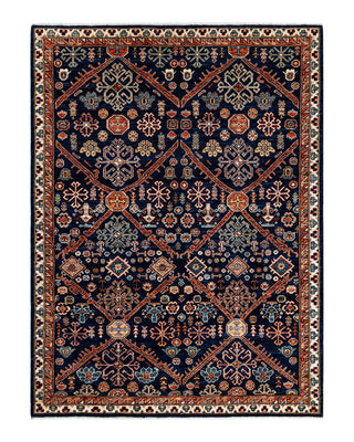 Traditional Serapi Blue Wool Area Rug 5' 1" x 6' 9" - Solo Rugs