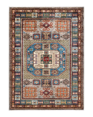 Traditional Serapi Beige Wool Area Rug 5' 0" x 6' 9" - Solo Rugs