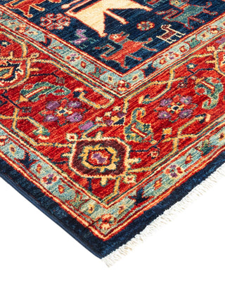 Traditional Serapi Blue Wool Area Rug 4' 9" x 6' 9" - Solo Rugs