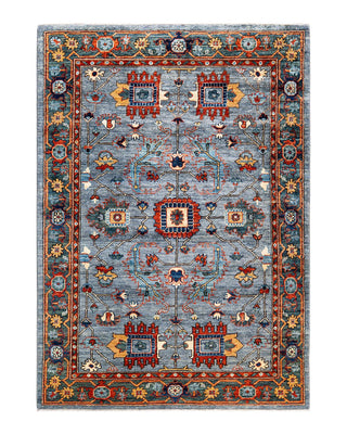 Traditional Serapi Gray Wool Area Rug 4' 0" x 5' 10" - Solo Rugs