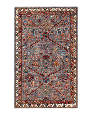 Traditional Serapi Gray Wool Area Rug 3' 2" x 5' 1" - Solo Rugs