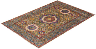 Traditional Serapi Beige Wool Area Rug 3' 4" x 4' 11" - Solo Rugs