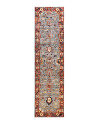 Traditional Serapi Gray Wool Runner 3' 2" x 12' 1" - Solo Rugs