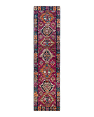 Traditional Serapi Purple Wool Runner 3' 4" x 13' 10" - Solo Rugs