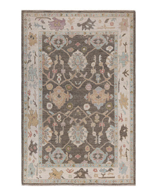 Traditional Oushak Brown Wool Area Rug 6' 1" x 9' 4" - Solo Rugs