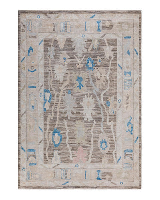 Traditional Oushak Brown Wool Area Rug 6' 2" x 8' 10" - Solo Rugs