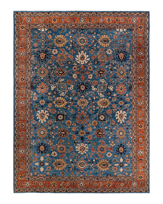 Traditional Serapi Light Blue Wool Area Rug 10' 0" x 13' 6" - Solo Rugs