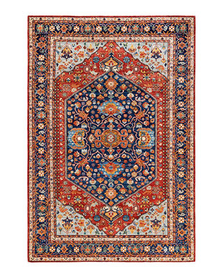 Traditional Serapi Orange Wool Area Rug 6' 0" x 8' 11" - Solo Rugs