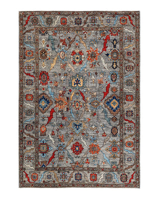 Traditional Serapi Gray Wool Area Rug 6' 3" x 9' 0" - Solo Rugs