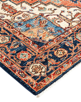 Traditional Serapi Blue Wool Area Rug 4' 11" x 7' 0" - Solo Rugs