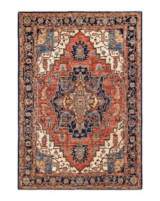 Traditional Serapi Blue Wool Area Rug 4' 11" x 7' 0" - Solo Rugs