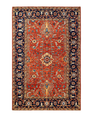 Traditional Serapi Orange Wool Area Rug 5' 1" x 7' 8" - Solo Rugs