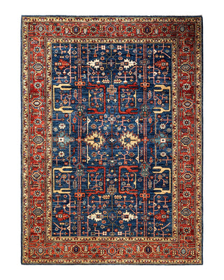 Traditional Serapi Blue Wool Area Rug 5' 1" x 7' 0" - Solo Rugs