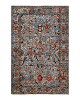 Traditional Serapi Gray Wool Area Rug 5' 4" x 8' 2" - Solo Rugs