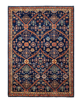 Traditional Serapi Blue Wool Area Rug 5' 0" x 6' 10" - Solo Rugs