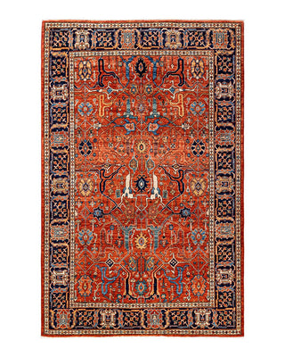 Traditional Serapi Orange Wool Area Rug 5' 0" x 7' 10" - Solo Rugs