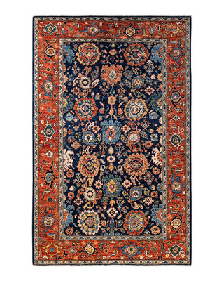 Traditional Serapi Blue Wool Area Rug 5' 3" x 8' 1" - Solo Rugs