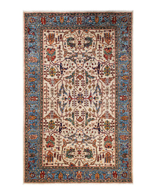 Traditional Serapi Ivory Wool Area Rug 5' 1" x 7' 11" - Solo Rugs