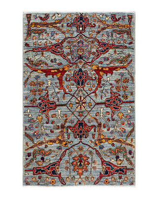Traditional Serapi Gray Wool Area Rug 3' 1" x 4' 10" - Solo Rugs