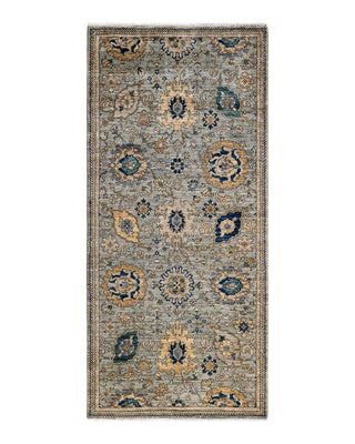 Traditional Serapi Gray Wool Runner 3' 4" x 7' 4" - Solo Rugs