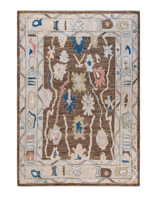 Traditional Oushak Brown Wool Area Rug 6' 2" x 8' 9" - Solo Rugs