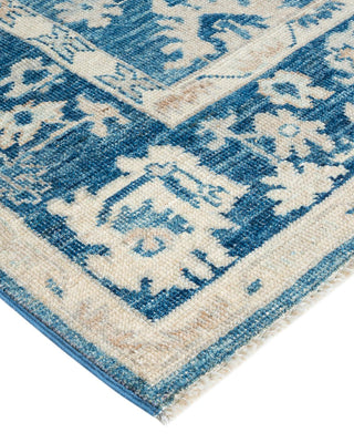 Traditional Oushak Light Blue Wool Area Rug 5' 2" x 6' 11" - Solo Rugs