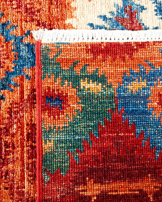Bohemian Tribal Red Wool Area Rug 5' 8" x 7' 10" - Solo Rugs