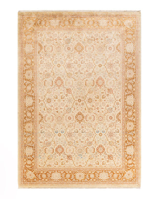 Traditional Mogul Ivory Wool Area Rug 6' 3" x 9' 0" - Solo Rugs