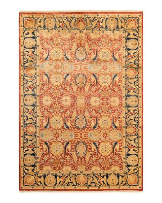 Traditional Mogul Orange Wool Area Rug 6' 0" x 8' 7" - Solo Rugs