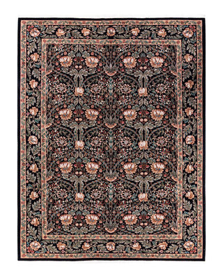 Traditional Mogul Black Wool Area Rug 9' 0" x 12' 0" - Solo Rugs