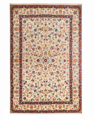 Authentic Persian Ivory Wool Area Rug 12" X 8" - Solo Rugs