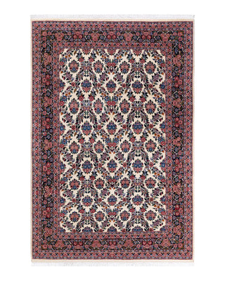 Traditional Mogul Ivory Wool Area Rug 6' 2" x 9' 2" - Solo Rugs