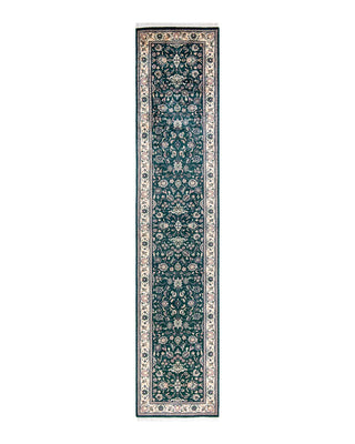 Traditional Mogul Green Wool Runner 2' 6" x 12' 7" - Solo Rugs