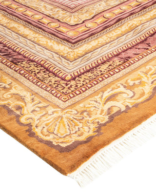 Traditional Mogul Yellow Wool Area Rug 9' 1" x 11' 6" - Solo Rugs
